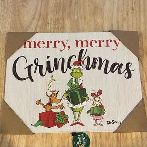 GRINCH CHRISTMAS WOOD FRAME DECOR NEW